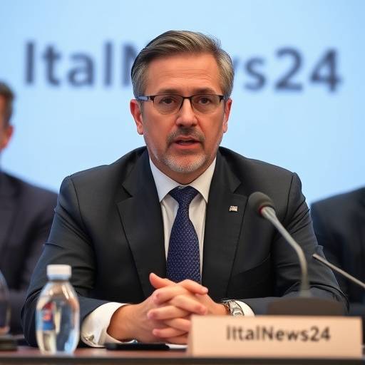 Marco Bianchi, responsabile legale di ItalNews24, durante una conferenza