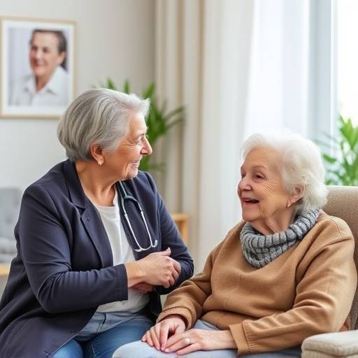 Un medico che visita un paziente anziano, sottolineando l'importanza dell'assistenza sanitaria per la popolazione